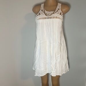 Purple Snow 100% Rayon Elegant Ivory Sleeveless Dress